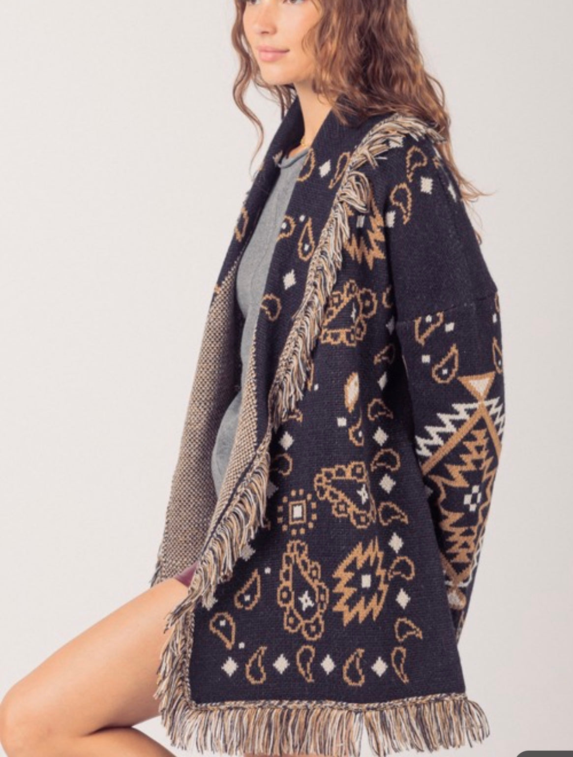 Paisley Fringe Cardigan – Scarlet Carnation Boutique