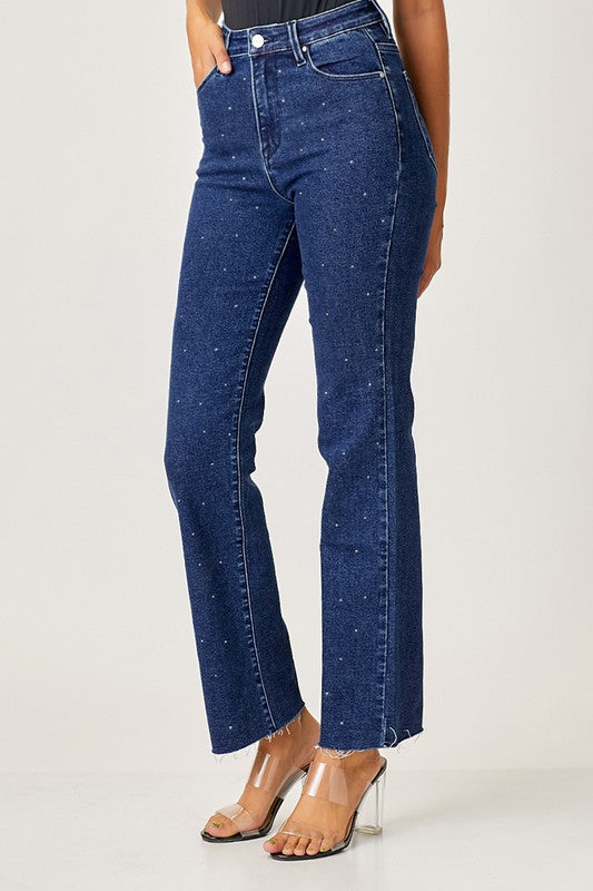 Rhinestone Straight Jeans