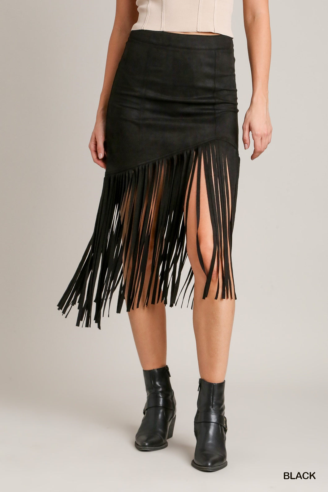 Fringe Midi Skirt